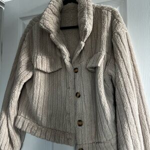 Women's Beige Sherpa Jacket